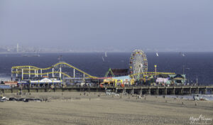Wide view of Santa Monica on a overcast day